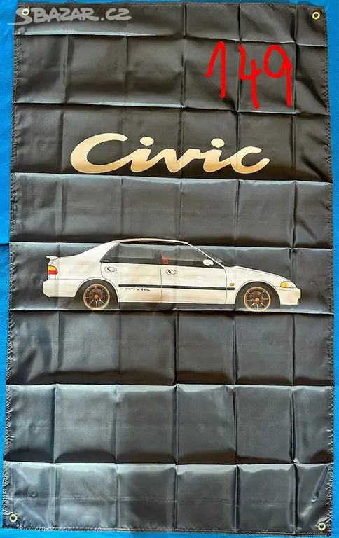 Náhled: 149 - Banner prapor vlajka Honda Civic sedan bílý